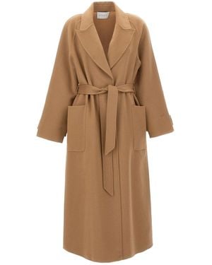 Kaos Long-Sleeved Coat With A Tie-Waist - Brown