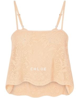 Chloé Crocheted Cotton Top - Natural