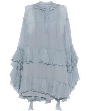Chloé Chloé Ruffled Sheer Mini Dress - Blue