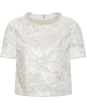 Self-Portrait Sequin Lace Top - White