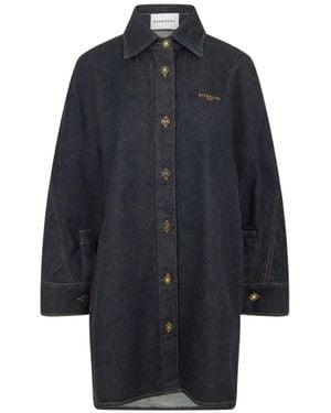 Givenchy Denim Cotton Long Sleeve Overshirt - Blue