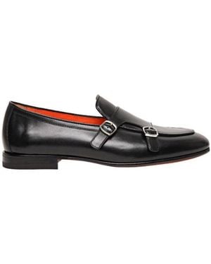 Santoni Double Monk Strap Shoes - Black