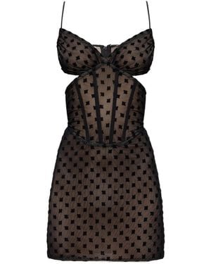 MISBHV Monogram-Pattern Corset Minidress - Black