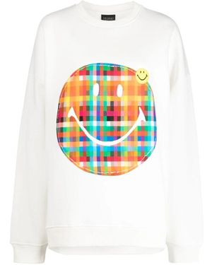 Joshua Sanders Plaid Smiley-Motif Jersey Sweatshirt - White