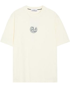 Stone Island Logo-Print Cotton T-Shirt - White