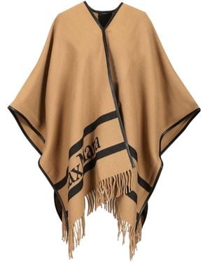 Max Mara Jacquard Wool Poncho - Brown