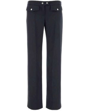 McQueen Buttoned Waist Straight Trousers - Blue