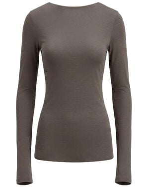 Rick Owens Ls Ruched Long-Sleeve T-Shirt - Brown