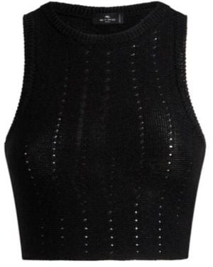 Etro Punched Detail Knit Crop Top - Black
