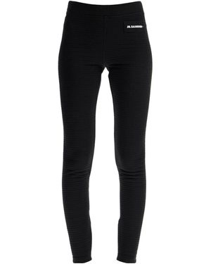 Jil Sander Logo-Patch Slim-Cut Ribbed Leggings - Black