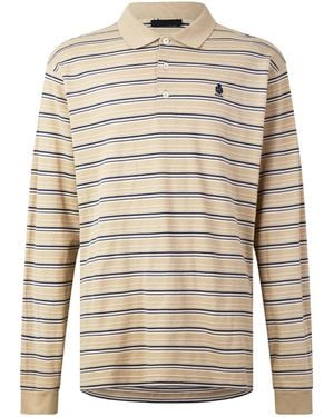 Prada Long-Sleeve Fine Stripe Pique Polo Shirt - Gray