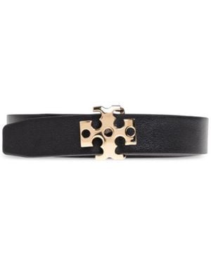 Tory Burch Logo-Buckle Leather Belt - White