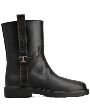 Tod's Round Toe Ankle Boots - Black