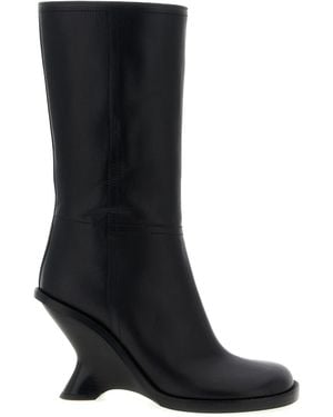 Dries Van Noten Curved Wedge Heel Boots - Black