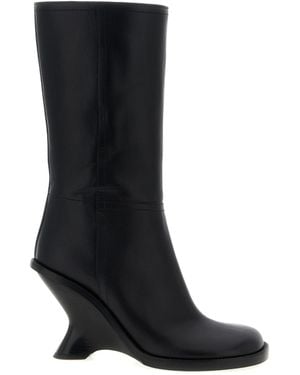 Dries Van Noten Curved Wedge Heel Boots - Black