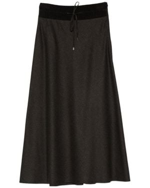 D.exterior Flared Knit Maxi Skirt - Black