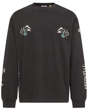 Moncler Genius Fragment Map Long Sleeve T-Shirt - Black