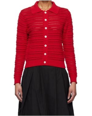 DUNST Open Collar Cardigan - Red