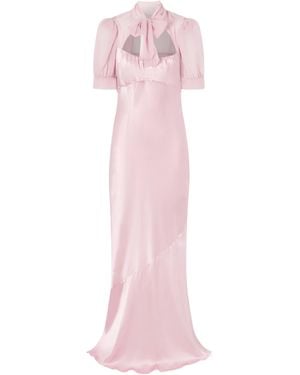 Alessandra Rich Pussy-Bow Silk-Satin And Georgette Gown - Pink