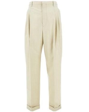 Bottega Veneta Wool And Cotton Trousers - Natural