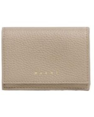 Marni Logo-Debossed Leather Rectangular Wallet - Natural