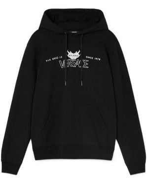 Versace Logo-Printed Hoodie - Black