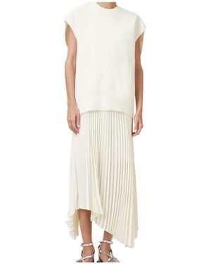 AllSaints Pleated Midi Dress - Natural
