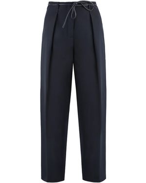 Yves Salomon Cropped Belted Trousers - Blue
