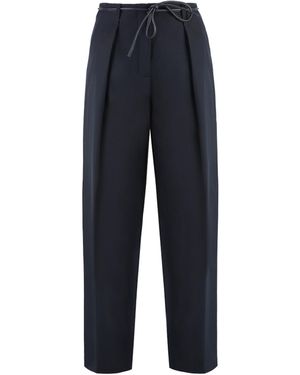Yves Salomon Cropped Belted Trousers - Blue