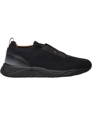 Santoni Mesh Panel Slip-On Sneakers - Black