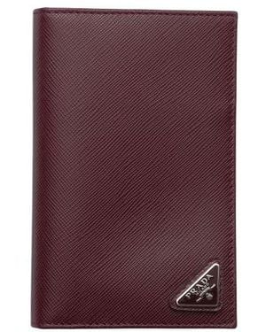 Prada Saffiano Leather Passport Holder - Purple