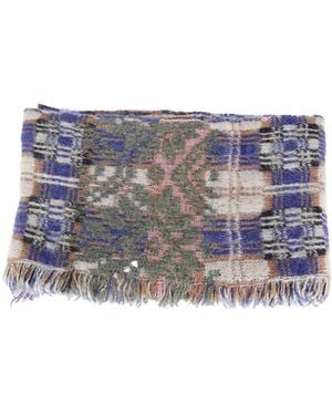 Dries Van Noten Teepee Checked Fringed Scarf - Gray