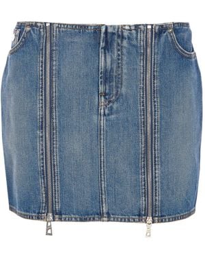 Jean Paul Gaultier Front Zipped Mini Skirt - Blue
