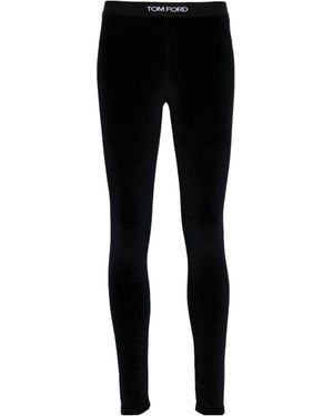 Tom Ford Stretch Lustrous Velour Signature Leggings - Black