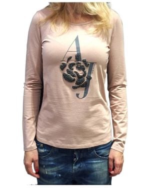 Armani Jeans Logo Round Collar Blouse - Natural