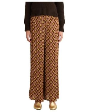 Bode Geometric Print Midi Skirt - Brown