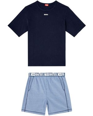 DIESEL Logo-Detail Check-Pattern Pyjama Set - Blue