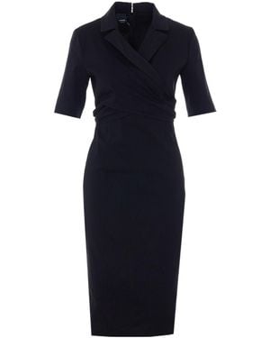 Pinko Bow Detailed Slim-Fit Midi Dress - Blue
