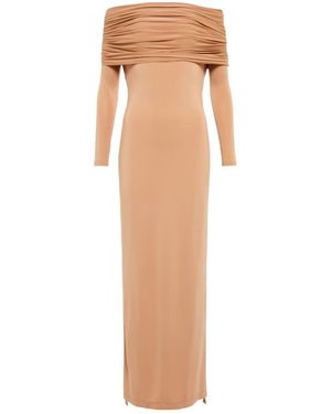 Dion Lee Off-Shoulder Ruched Maxi Dress - Natural