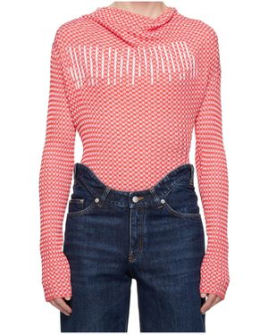 Jean Paul Gaultier Gingham-Pattern Asymmetric-Collar Top - Blue