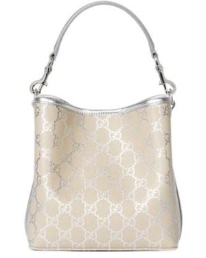 Gucci Gg Emblem Small Bucket Bag - Natural