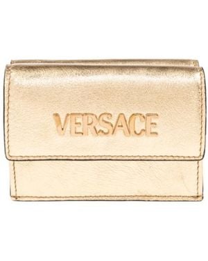 Versace Logo-Plaque Leather Wallet - Natural