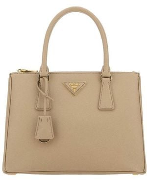 Prada Galleria Medium Saffiano Leather Handbag - Natural