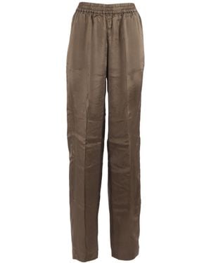 Aspesi Elastic-Waistband Straight-Leg Pants - Brown