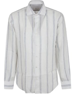 Eleventy Striped Long Sleeve Shirt - White