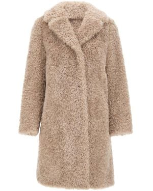 Herno V-Neck Faux-Fur Coat - Natural