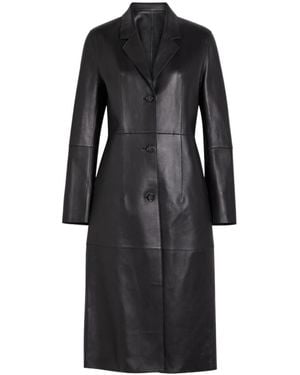 TOTEME Button-Down Leather Trench Coat - Black