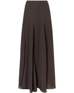 Ruohan Pleated Silk-Crepe Midi Skirt - Brown