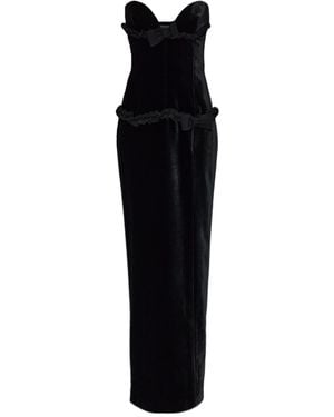 Alessandra Rich Strapless Ruffled Gown - Black