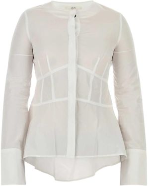 Co. Long Sleeve Peplum Top - White